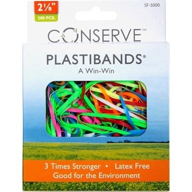 Conserve Plastibands - 2.1&quot; Length - Latex-free - 200 / Box - Polyurethane - Assorted