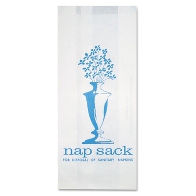 Nap Sack Sanitary Disposal Bags, 4&quot; x 9&quot;, White, 1,000/Carton