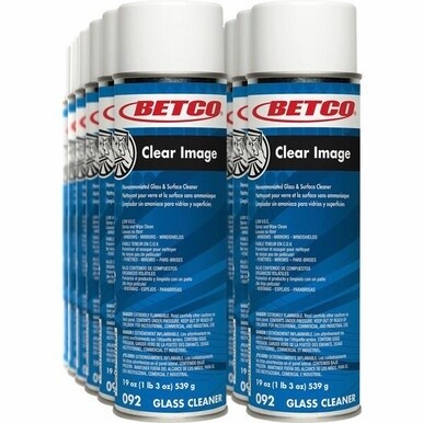 Betco Clear Image Glass &amp; Surface Cleaner - 19 fl oz (0.6 quart)Aerosol Spray Can - 12 / Carton - White