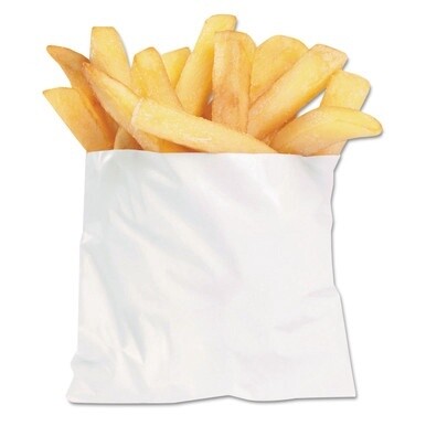French Fry Bags, 4.5&quot; x 3.5&quot;, White, 2,000/Carton