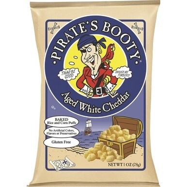 B&amp;G Pirate&#39;s Booty White Cheddar Rice/Corn Puffs - Gluten-free, No Artificial Flavor, No Artificial Color, Preservative-free - White Cheddar - 1 oz - 24 / Carton