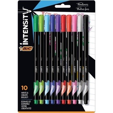 GSA MAS BIC Intensity Porous Point Pen - Fine Pen Point - 0.4 mm Pen Point Size - Assorted Water Based Ink - Metal Tip - 10 Pack