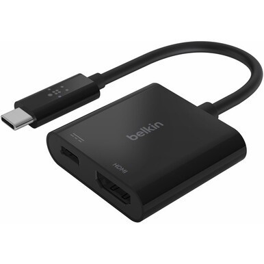 Belkin USB-C to HDMI Video Adapter + Charging port up to 60W Power Delivery, 4k at 60Hz - 1 Pack - 1 x Type C USB Male - 1 x HDMI Digital Audio/Video Female, 1 x USB Type C Power Female - 3840 x 2160 