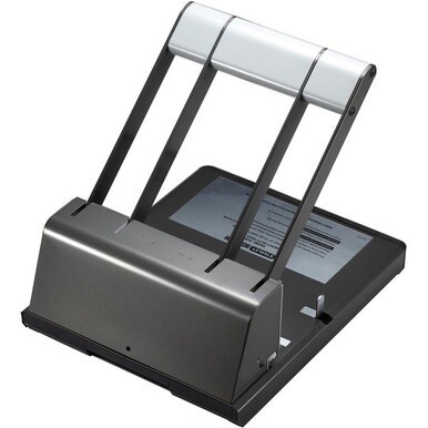 Bostitch Antimicrobial Adjustable Hole Punch - 3 Punch Head(s) - 160 Sheet of 20lb Paper - 9/32&quot; Punch Size - Round Shape - 15&quot; x 6&quot; - Black, Silver