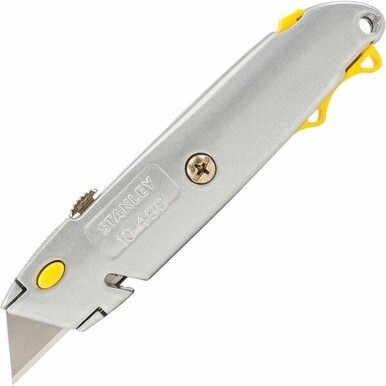 Stanley Quick-Change Utility Knife - 3 x Blade(s) - 6&quot; Cutting Length - Straight Cutting - 0.8&quot; Height x 3&quot; Width - Black, Silver