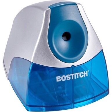 Stanley-Bostitch Personal Electric Pencil Sharpener - Desktop - 1 Hole(s) - Helical - 4.3&quot; Height x 4&quot; Width - Blue, Silver - 1 Each