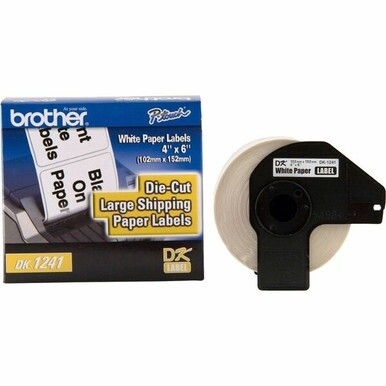 Brother DK1241 - Large Shipping White Paper Labels - 4&quot; Width x 6&quot; Length - Direct Thermal - White - 1 / Roll
