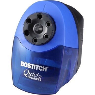 Bostitch QuietSharp 6 Heavy Duty Classroom Electric Pencil Sharpener - Desktop - 6 Hole(s) - 7.5&quot; Height x 5&quot; Width x 9&quot; Depth - Black, Blue - 1 Each