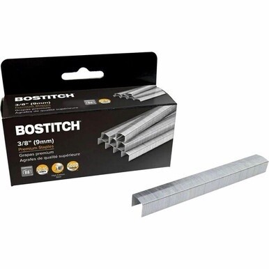 Bostitch B8 PowerCrown 3/8&quot; Staples - 210 Per Strip - 3/8&quot; Leg - 1/2&quot; Crown - Holds 45 Sheet(s) - Chisel Point - Silver - High Carbon Steel - 2&quot; Height x 0.5&quot; Width0.4&quot; Length - 5000 / Box