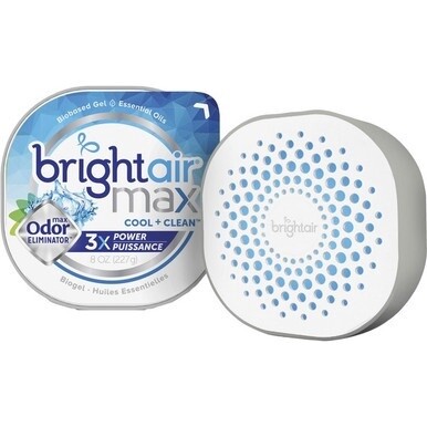 Bright Air Max Scented Gel Odor Eliminator - Gel - 8 oz - Cool Clean - 1 Each - Odor Neutralizer, Phthalate-free, Paraben-free, BHT Free, Bio-based, Formaldehyde-free, NPE-free
