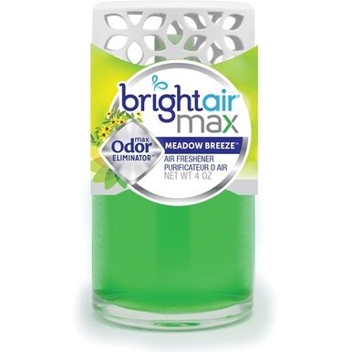 Bright Air Max Odor Eliminator - Gel - 4 fl oz (0.1 quart) - Meadow Breeze - 1 Each - Phthalate-free, BHT Free, Odor Neutralizer, Paraben-free, Formaldehyde-free, NPE-free, Triclosan-free