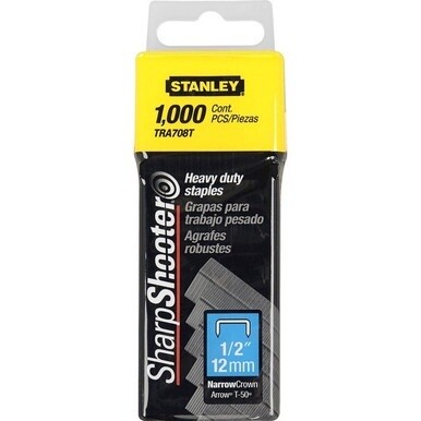 Stanley SharpShooter Heavy-Duty 1/2&quot; Staples - Heavy Duty - 1/2&quot; - 1/2&quot; Leg - 3/8&quot; Crown - Silver - 5.1&quot; Height x 1.3&quot; Width1.8&quot; Length - 1000 / Box