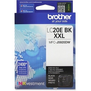 Brother Genuine LC20EBK INKvestment Super High Yield Black Ink Cartridge - Inkjet - Super High Yield - 2400 Pages - Black - 1 Each