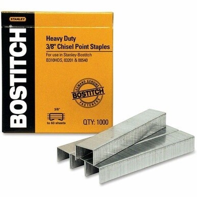 Bostitch 3/8&quot; Heavy Duty Premium Staples - Heavy Duty - 3/8&quot; Leg - 1/2&quot; Crown - Holds 55 Sheet(s) - Chisel Point - Silver - High Carbon Steel - 3&quot; Height x 0.5&quot; Width0.4&quot; Length - 1000 / Box