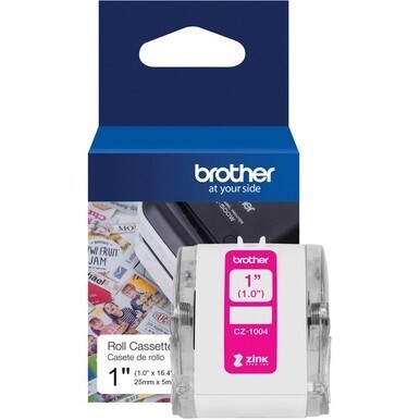 Brother Genuine CZ-1004 continuous length 1" (1.0") 25 mm wide x 16.4 ft. (5 m) long label roll featuring ZINK&amp;reg; Zero Ink technology - 1" Width - Zero Ink (ZINK) - Paper - 1 Each - Water Resistant