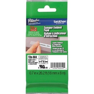 Brother P-touch TZ Laminated Security Tape - 45/64" Width x 26 1/5 ft Length - Removable Adhesive - Thermal Transfer, Direct Thermal - White - 1 Each - Water Resistant - Abrasion Resistant, Temperatur