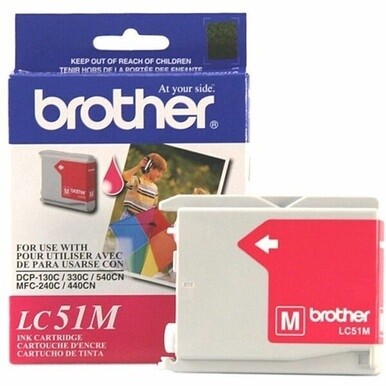 Brother LC51M Original Ink Cartridge - Inkjet - 500 Pages Black, 400 Pages Color - Magenta - 1 Each