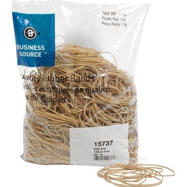 Business Source Quality Rubber Bands - Size: #19 - 3.5&quot; Length x 0.1&quot; Width - Sustainable - 1250 / Pack - Rubber - Crepe