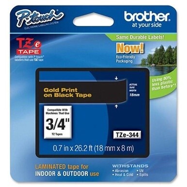 Brother P-Touch TZe Flat Surface Laminated Tape - 3/4&quot; Width - Gold - 1 Each - Water Resistant - Grease Resistant, Grime Resistant, Temperature Resistant