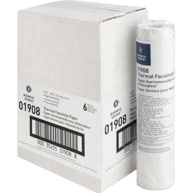 Business Source Thermal Fax Paper Rolls - 8 1/2&quot; x 98 ft - 6 / Carton - White