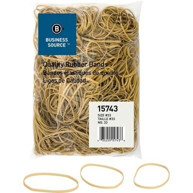 Business Source Quality Rubber Bands - Size: #33 - 3.5&quot; Length x 0.1&quot; Width - Sustainable - 600 / Pack - Rubber - Crepe