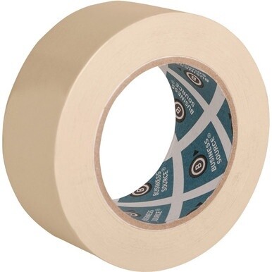 Business Source Utility-purpose Masking Tape - 60 yd Length x 2" Width - 3" Core - Crepe Paper Backing - For Bundling, Holding, Sealing, Masking - 1 / Roll - Tan