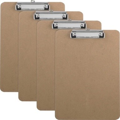 Business Source Flat Clip Clipboard - 9&quot; x 12 1/2&quot; - Hardboard - Brown - 6 / Box