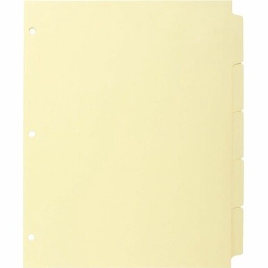 Business Source Mylar-reinforced Plain Tab Indexes - 5 Write-on Tab(s) - 8.5" Divider Width x 11" Divider Length - Letter - 3 Hole Punched - Canary Tab(s) - Hole-punched, Mylar Reinforcement, Mylar Re