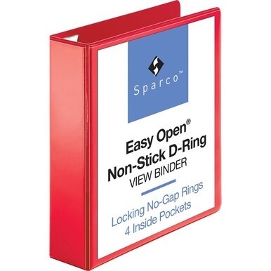 Business Source Red D-ring Binder - 2&quot; Binder Capacity - Letter - 8 1/2&quot; x 11&quot; Sheet Size - D-Ring Fastener(s) - 4 Pocket(s) - Polypropylene - Red - Recycled - Non-stick, Ink-transfer Resistant, Locki
