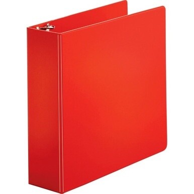 Business Source Basic Round Ring Binders - 3&quot; Binder Capacity - Letter - 8 1/2&quot; x 11&quot; Sheet Size - Round Ring Fastener(s) - Vinyl - Red - 1.68 lb - 1 Each