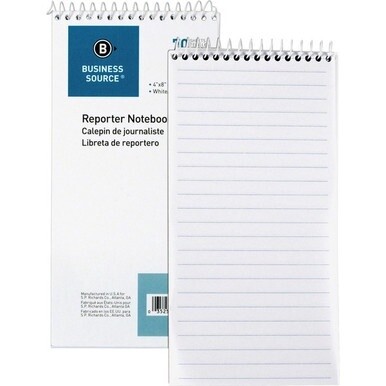 Business Source Coat Pocket-size Reporters Notebook - 70 Sheets - Spiral - 4&quot; x 8&quot; - White Paper - 1 Dozen
