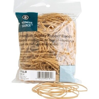 Business Source Rubber Bands - Size: #19 - 3.5&quot; Length - 62 mil Thickness - 425 / Pack - Natural