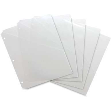 Business Source Poly Binder Pockets - 40 x Sheet Capacity - For Letter 8 1/2&quot; x 11&quot; Sheet - 3 x Holes - Rectangular - Clear - Polypropylene - 5 / Pack