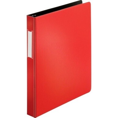 Business Source Slanted D-ring Binders - 1&quot; Binder Capacity - 3 x D-Ring Fastener(s) - 2 Internal Pocket(s) - Chipboard, Polypropylene - Red - PVC-free, Non-stick, Spine Label, Gap-free Ring, Non-glar