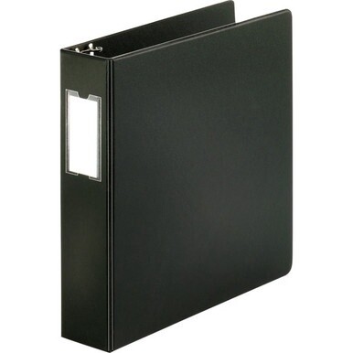 Business Source Basic Round Ring Binder w/Label Holder - 2" Binder Capacity - Letter - 8 1/2" x 11" Sheet Size - 3 x Round Ring Fastener(s) - Vinyl - Black - Open and Closed Triggers, Label Holder - 1