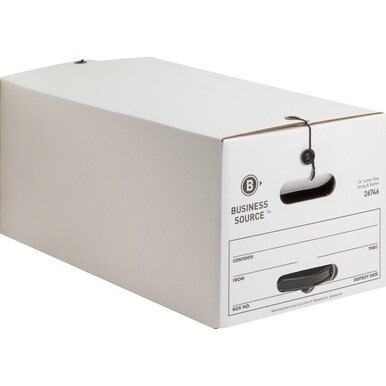Business Source Medium Duty Letter Size Storage Box - Internal Dimensions: 12" Width x 24" Depth x 10" Height - External Dimensions: 12.3" Width x 24.1" Depth x 10.8" Height - Media Size Supported: Le