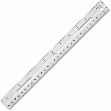 Business Source 12&quot; Ruler - 12&quot; Length 1.3&quot; Width - 1/16 Graduations - Metric, Imperial Measuring System - Plastic - 1 Each - White