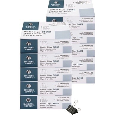 Business Source Fold-back Binder Clips - Large - 2&quot; Length x 2&quot; Width - 1&quot; Size Capacity - 120 / Bundle - Black - Steel
