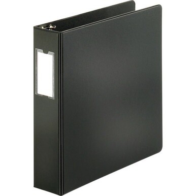 Business Source Slanted D-ring Binders - 2&quot; Binder Capacity - 3 x D-Ring Fastener(s) - 2 Internal Pocket(s) - Chipboard, Polypropylene - Black - PVC-free, Non-stick, Spine Label, Gap-free Ring, Non-gl