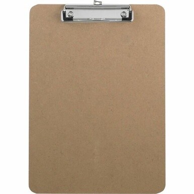 Business Source Flat Clip Clipboard - 9&quot; x 12 1/2&quot; - Hardboard - Brown - 1 Each