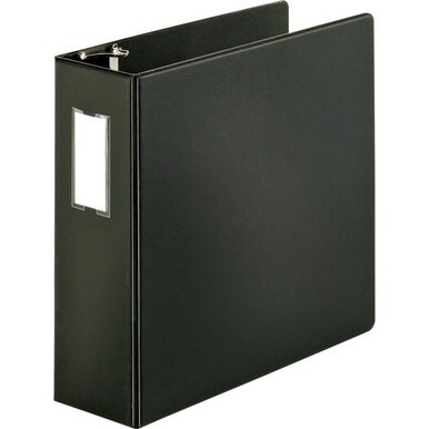 Business Source Slanted D-ring Binders - 4&quot; Binder Capacity - 3 x D-Ring Fastener(s) - 2 Internal Pocket(s) - Chipboard, Polypropylene - Black - PVC-free, Non-stick, Spine Label, Gap-free Ring, Non-gl