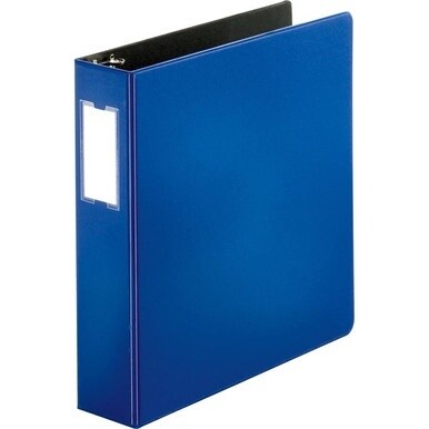 Business Source Slanted D-ring Binders - 2&quot; Binder Capacity - 3 x D-Ring Fastener(s) - 2 Internal Pocket(s) - Chipboard, Polypropylene - Blue - PVC-free, Non-stick, Spine Label, Gap-free Ring, Non-gla