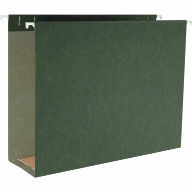 Business Source 1/5 Tab Cut Legal Recycled Hanging Folder - 8 1/2&quot; x 14&quot; - 3&quot; Expansion - Standard Green - 10% Recycled - 25 / Box