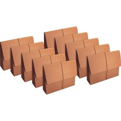 Business Source Letter Recycled File Wallet - 8 1/2&quot; x 11&quot; - 5 1/4&quot; Expansion - Brown - 30% Recycled - 10 / Box