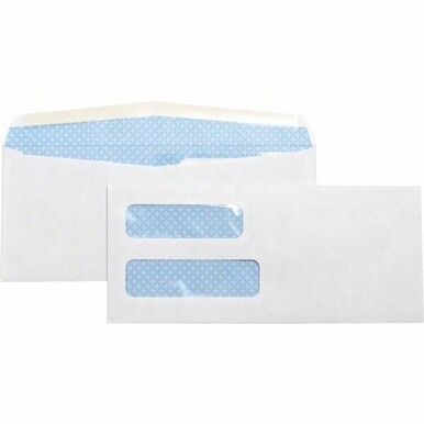 Business Source No. 10 Double-Window Invoice Envelopes - Double Window - #10 - 9 1/2&quot; Width x 4 1/8&quot; Length - 24 lb - Gummed - Wove - 500 / Box - White