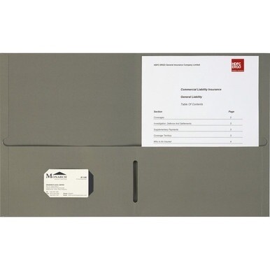 Business Source Letter Portfolio - 8 1/2" x 11" - 125 Sheet Capacity - Inside Front &amp; Back Pocket(s) - Gray - 25 / Box