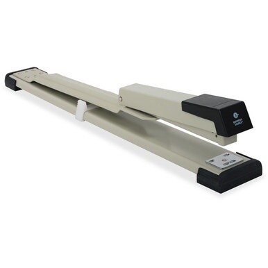 Business Source Long Reach Stapler - 20 of 20lb Paper Sheets Capacity - 210 Staple Capacity - Full Strip - 1/4&quot; Staple Size - 1 Each - Putty, Gray, Black