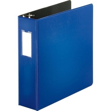 Business Source Slanted D-ring Binders - 3&quot; Binder Capacity - 3 x D-Ring Fastener(s) - 2 Internal Pocket(s) - Chipboard, Polypropylene - Blue - PVC-free, Non-stick, Spine Label, Gap-free Ring, Non-gla