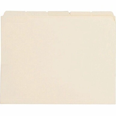 Business Source 1/5 Tab Cut Letter Recycled Top Tab File Folder - 8 1/2&quot; x 11&quot; - 3/4&quot; Expansion - Top Tab Location - Assorted Position Tab Position - Manila - Manila - 10% Recycled - 100 / Box
