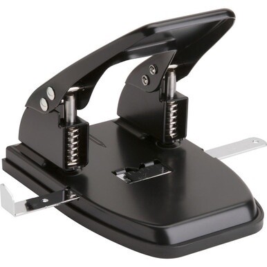 Business Source Heavy-duty 2-Hole Punch - 2 Punch Head(s) - 30 Sheet of 20lb Paper - 9/32&quot; Punch Size - Round Shape - Black